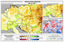 Dopady na vegetaci - Evropa - 10. květen 2020