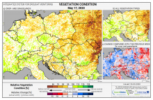 Dopady na vegetaci - Evropa - 17. květen 2020