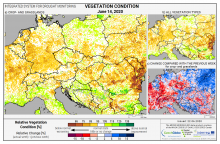 Dopady na vegetaci - Evropa - 14. červen 2020
