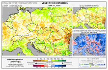 Dopady na vegetaci - Evropa - 21. červen 2020