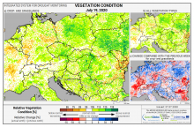 Dopady na vegetaci - Evropa - 19. červenec 2020