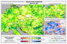 Dopady na vegetaci - Evropa - 6. březen 2021
