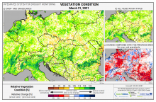 Dopady na vegetaci - Evropa - 21. březen 2021