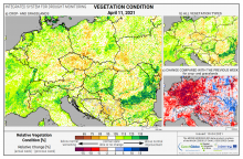 Dopady na vegetaci - Evropa - 11. duben 2021
