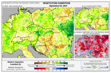 Dopady na vegetaci - Evropa - 5. září 2021