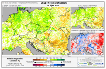 Dopady na vegetaci - Evropa - 24. říjen 2021