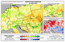 Dopady na vegetaci - Evropa - 10. duben 2022
