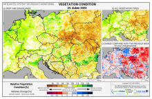 Dopady na vegetaci - Evropa - 24. duben 2022