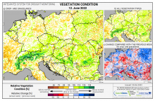 Dopady na vegetaci - Evropa - 12. červen 2022