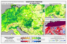 Dopady na vegetaci - Evropa - 26. únor 2023