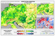 Dopady na vegetaci - Evropa - 19. březen 2023