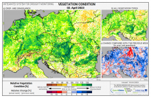 Dopady na vegetaci - Evropa - 2. duben 2023