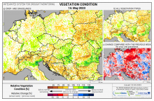 Dopady na vegetaci - Evropa - 14. květen 2023