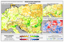 Dopady na vegetaci - Evropa - 21. květen 2023