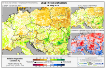 Dopady na vegetaci - Evropa - 28. květen 2023
