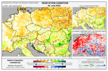 Dopady na vegetaci - Evropa - 4. červen 2023