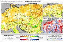 Dopady na vegetaci - Evropa - 11. červen 2023