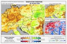 Dopady na vegetaci - Evropa - 30. červenec 2023