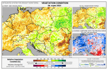 Dopady na vegetaci - Evropa - 6. srpen 2023