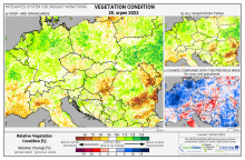 Dopady na vegetaci - Evropa - 20. srpen 2023