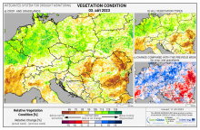Dopady na vegetaci - Evropa - 3. září 2023