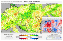 Dopady na vegetaci - Evropa - 15. říjen 2023